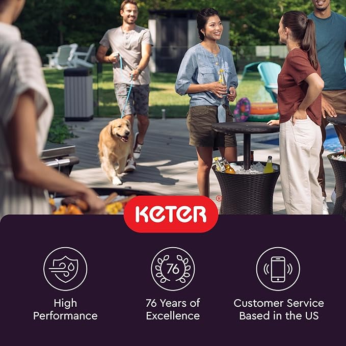 Keter Pacific Cool Bar Outdoor Patio Furniture and Hot Tub Side Table - Image 14