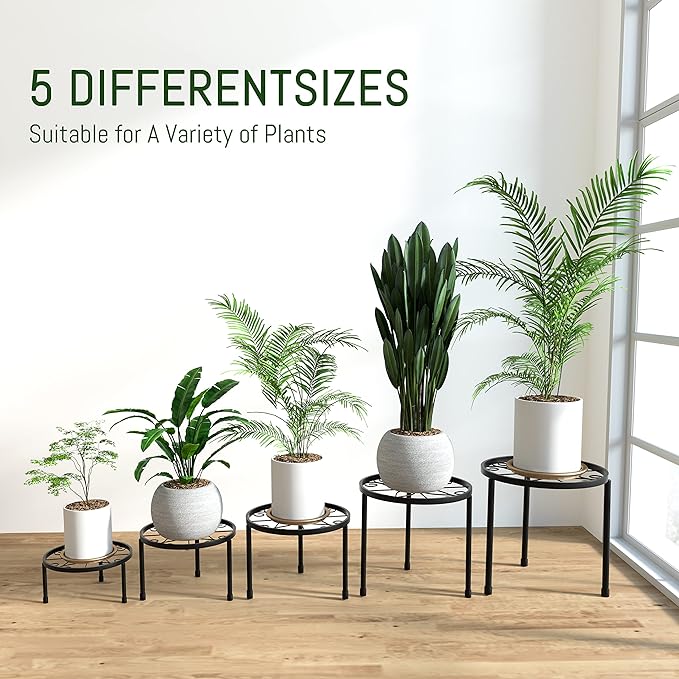 5-Pack Decent Metal Plant Stands, Heavy Duty Flower Pot Stands - Image 2