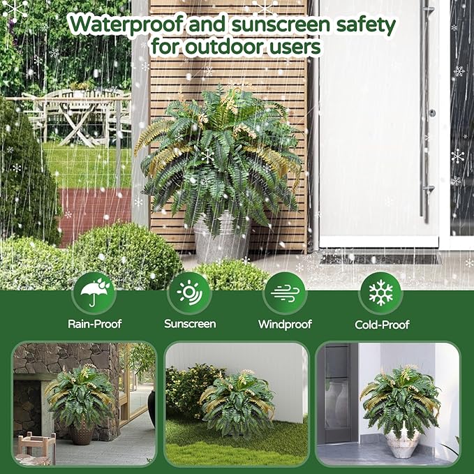 49” Artificial Ferns for Outdoors Planter, 128 Leaves per Fern, Large Lush Fake - Image 7