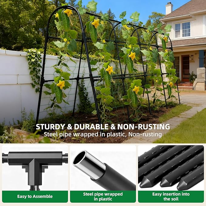 Cucumber Trellis for Raised Bed, U-Shape Garden Arch Metal Support for Climbing - Image 4