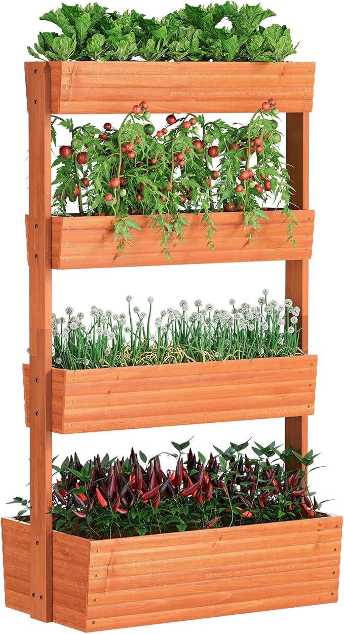 FILWH Wooden Raised Garden Bed Vertical Planter Box, Freestanding Plant Stand by FILWH