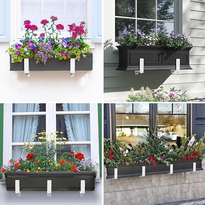Y&M 2 Pack Adjustable Planter Brackets, Universal Window Box Mounting Hooks - Image 4