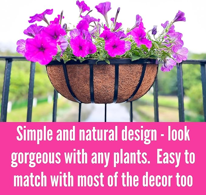 LaLaGreen Deck Railing Planter Boxes Black Metal Rectangular Hanging Planters - Image 5