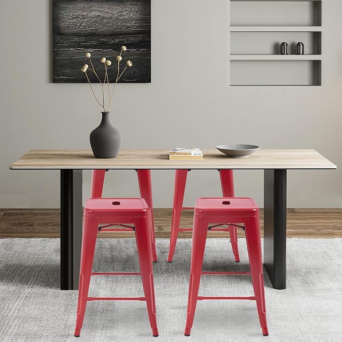 FDW Metal Bar Stools Set of 4 Counter Height Bar Stools 24 Inches Industrial - Image 2
