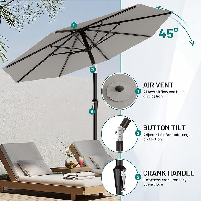 AreShark 9 FT Patio Umbrella for Outdoor, Outdoor Table Umbrella - Image 5