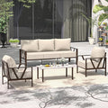 Outdoor Patio Furniture Set, 4 Pieces Metal Patio Furniture Set by COMLAXFIELD