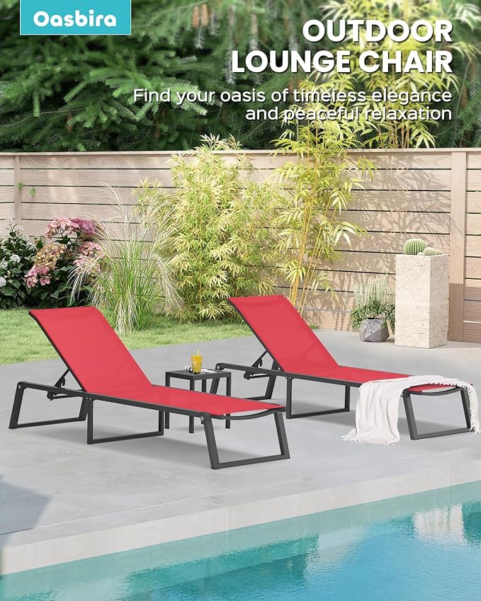 Aluminum Chaise Lounge Chair Outdoor, Foldable & Assembly Free Patio Pool - Image 6
