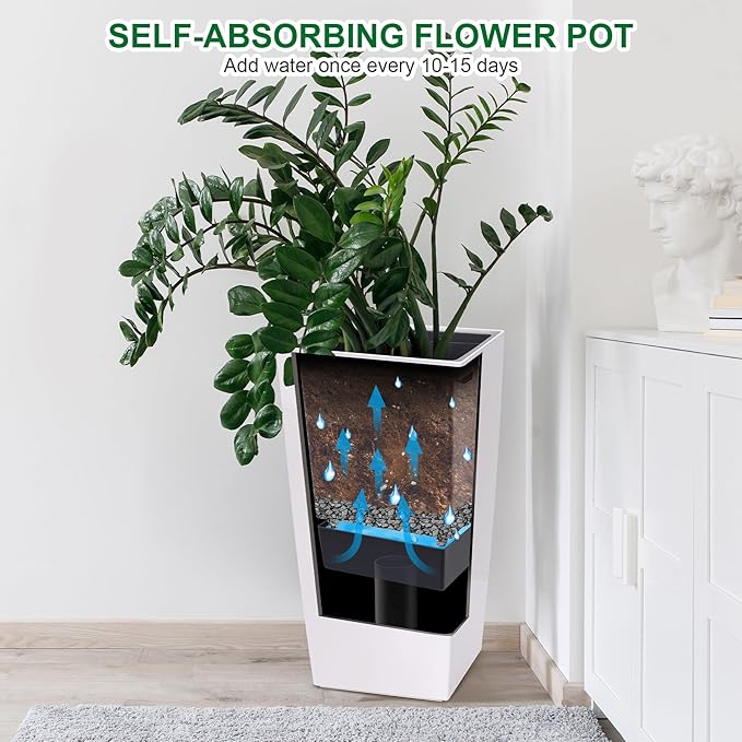 Garvee 30" Tall Planters Set of 2, Outdoor＆Indoor Black Planter Pots, High - Image 3