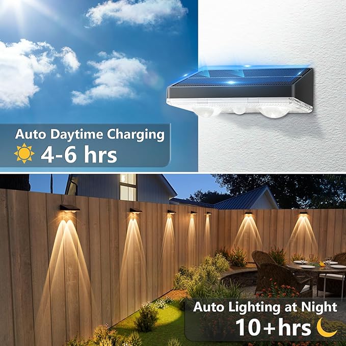 NIORSUN Solar Fence Lights, 12 Pack Solars Deck Light, Warm White Color - Image 3