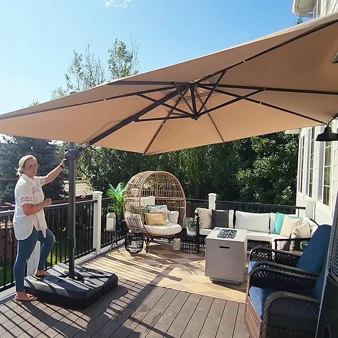 PURPLE LEAF Patio Umbrella 9' X 11.5' Rectangle Cantilever Umbrella Large by Unknown