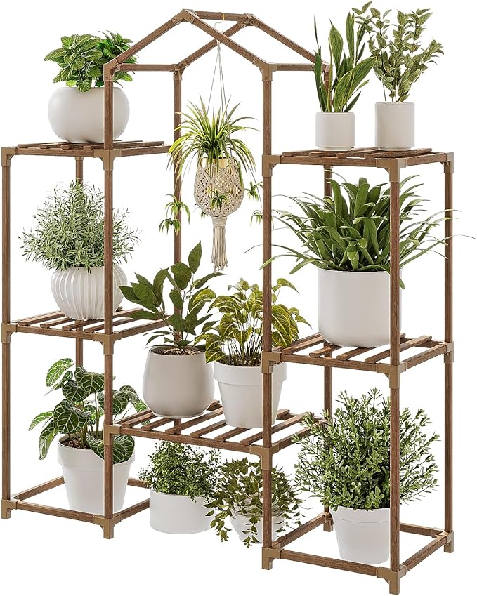 Bamworld Plant Stand Indoor Hanging Plant Shelf Outdoor Large Plant Rack by Bamworld