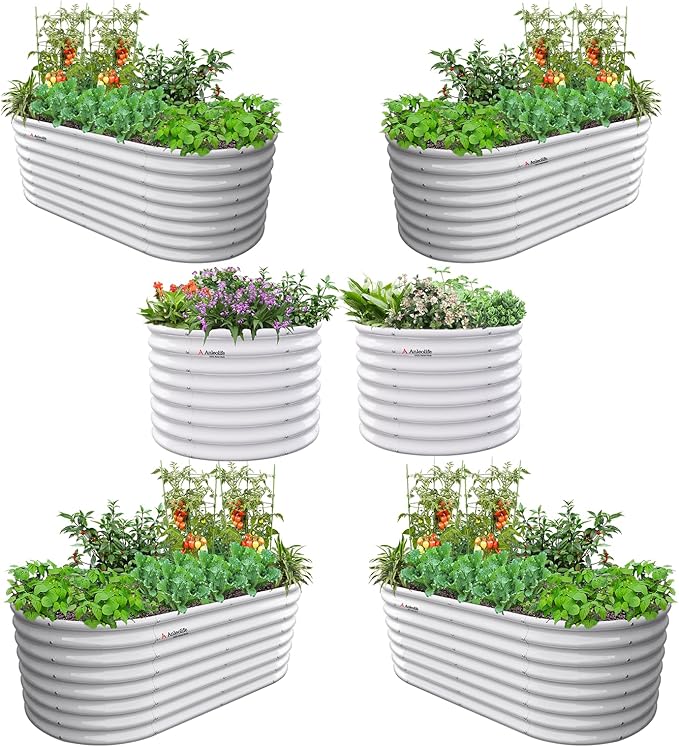A ANLEOLIFE Set of 6 24 Inch Tall Antique White Raised Garden Beds Kit by AAnleolife