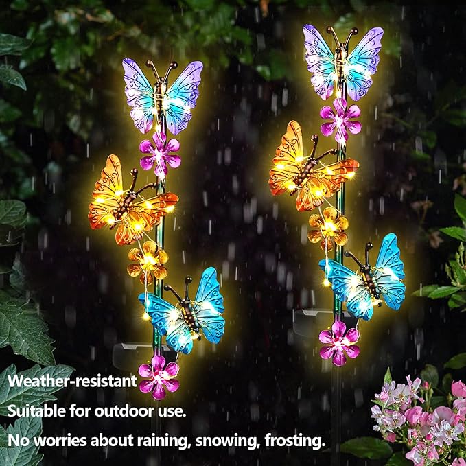 Solar Lights Outdoor Waterproof Garden Butterfly Light Decorative Solar Stake - Image 3