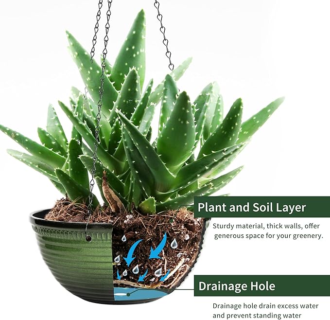 12 inch Hanging Planters for Indoor Outdoor Plants, 2 Pack Large Hanging Flower - Image 5