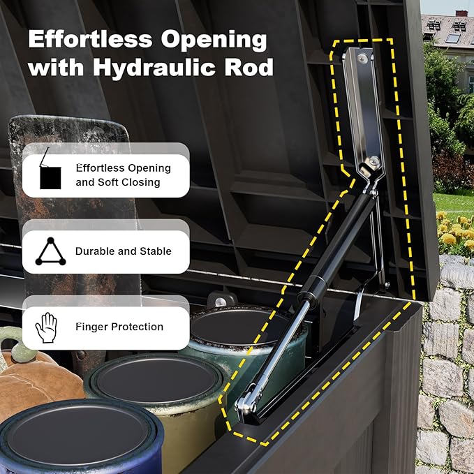 ROJIK 180 Gallon Outdoor Storage Box Waterproof-Patio Furniture Resin Deck Box - Image 3
