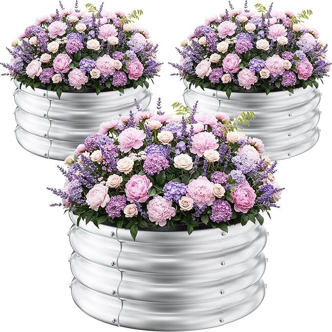 ZXZYHFTY Round Galvanized Raised Garden Bed kit, Round Large Metal Raised by ZXZYHFTY
