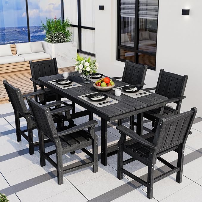 Pamapic 7 PCS Outdoor Dining Set, Spacious HDPE Outdoor Table and Chairs - Image 7