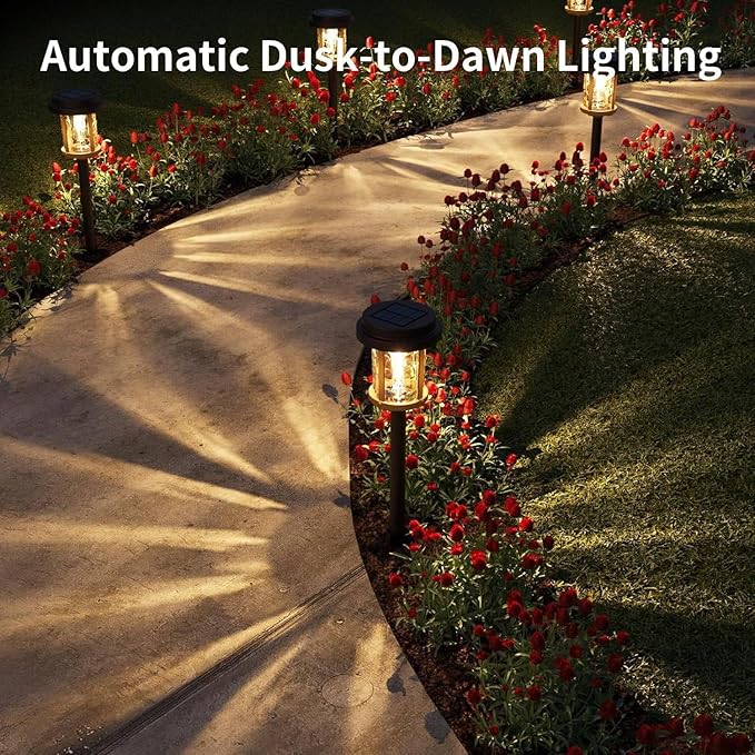 XMCOSY+ Solar Pathway Lights Outdoor, 6 Pack Solar Powered Garden Lights - Image 3