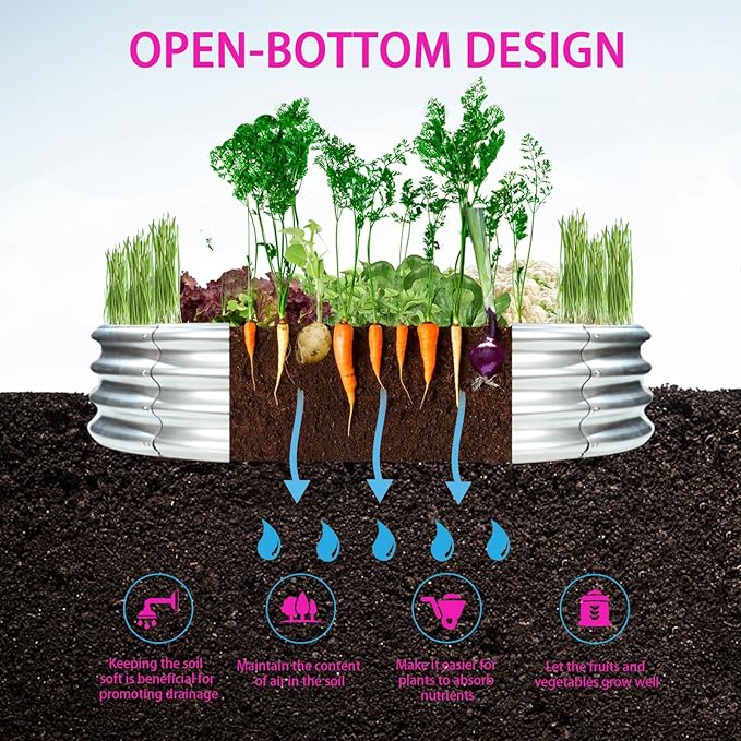 Durable Round Galvanized Steel Raised Garden Bed - Image 3