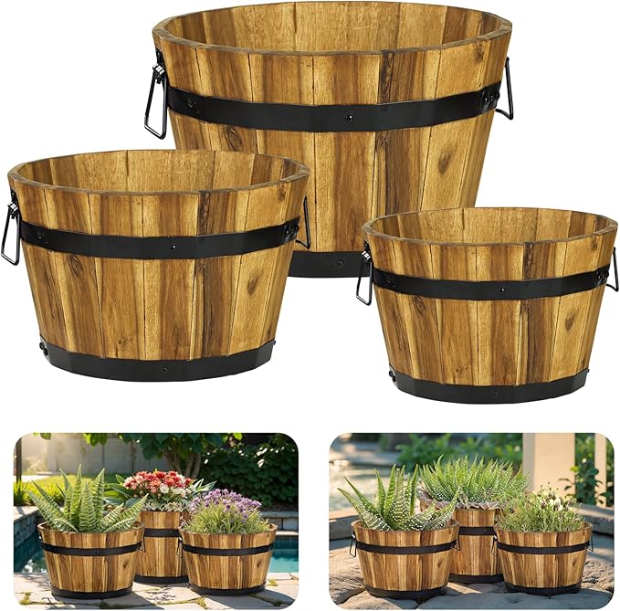 Idzo Set of 3 Wooden Flower Planters - Image 2