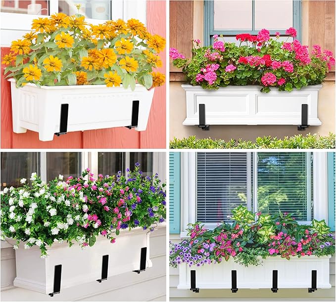 Y&M Adjustable Planter Brackets, Heavy Duty Iron Window Box Mounting Hooks - Image 4