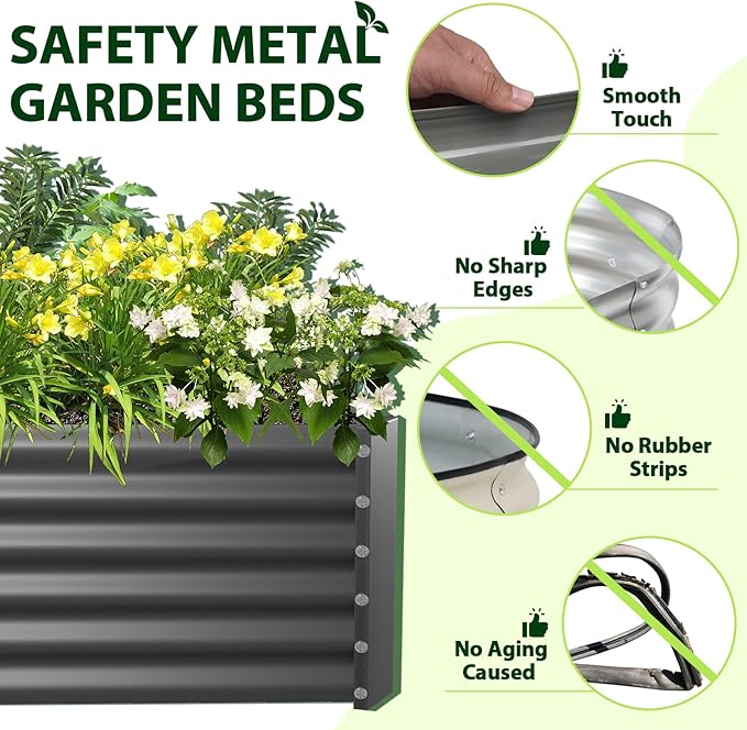 A ANLEOLIFE 6X3X1.5 ft Galvanized Raised Garden Beds Outdoor, Rectangular Metal - Image 5