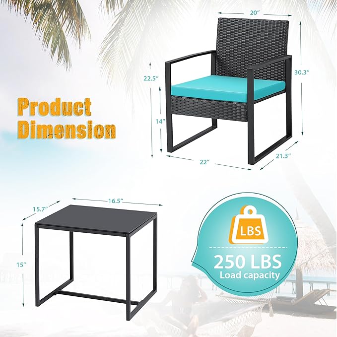 Flamaker Patio Set Outdoor Wicker Furniture, Modern Bistro Set - Image 6