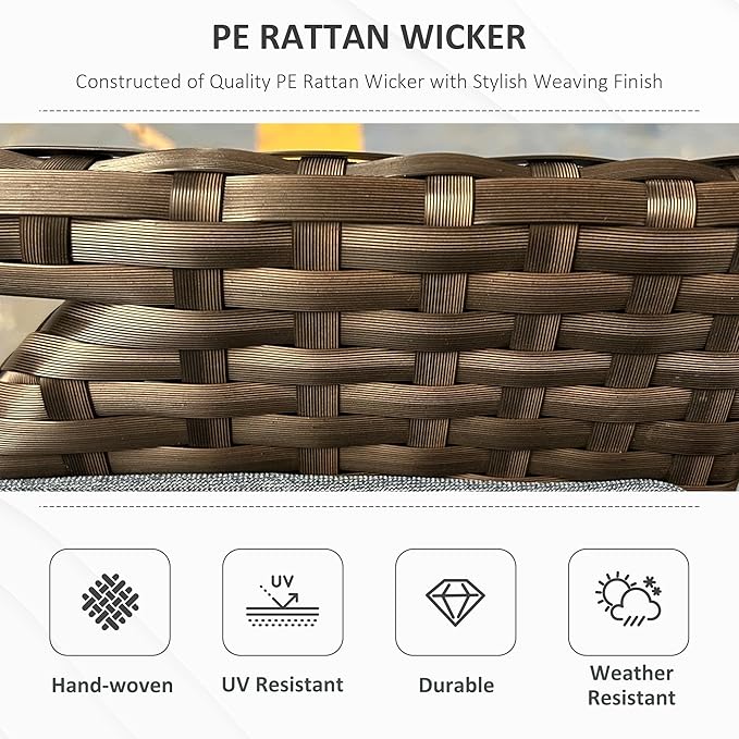 Outsunny 29 Gallon Patio Wicker Storage Bench, Outdoor PE Rattan Patio Furniture - Image 4