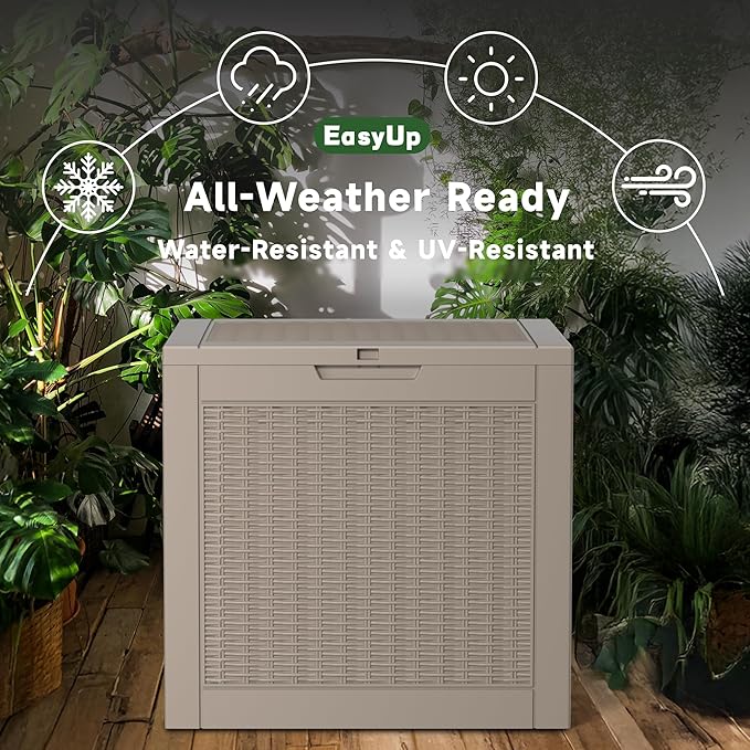 EasyUp 31 Gallon Outdoor Storage Box, Resin Waterproof UV-Resistant Deck Box - Image 4