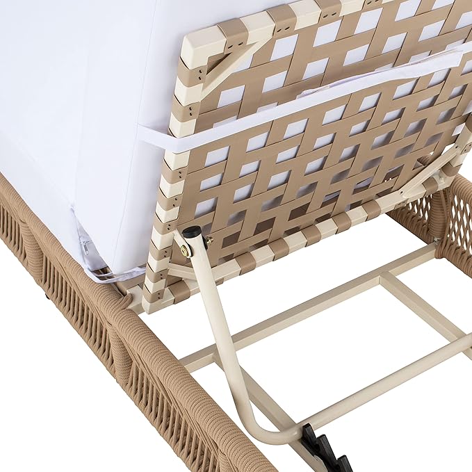 SAFAVIEH Outdoor Collection Gillian Tan Rope/White Cushion Chaise Lounge Chair - Image 7