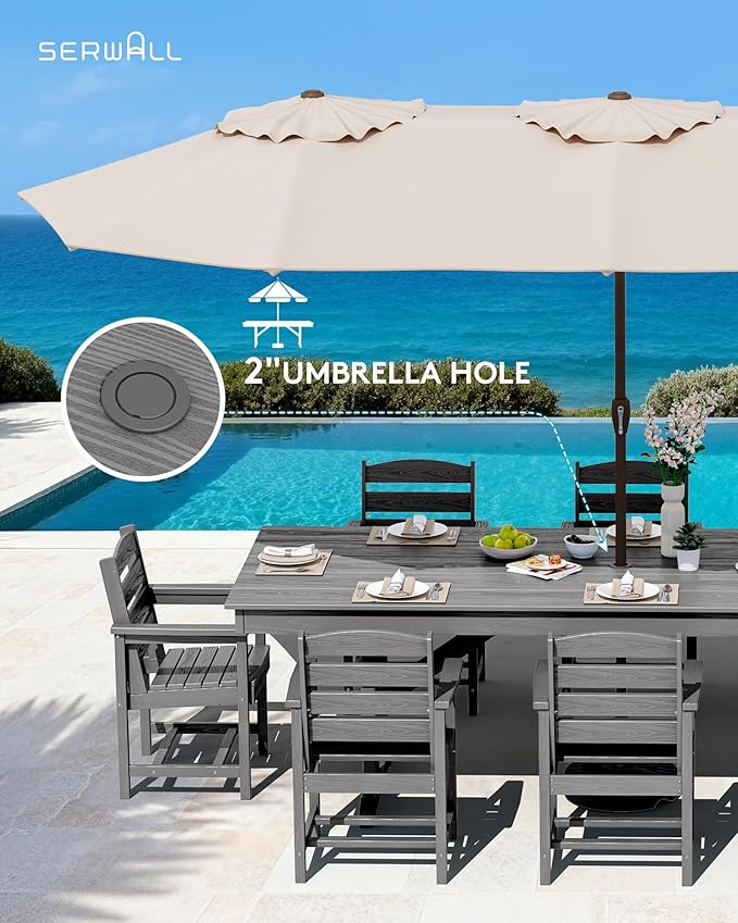 SERWALL 9 Piece Outdoor Dining Set - Image 5