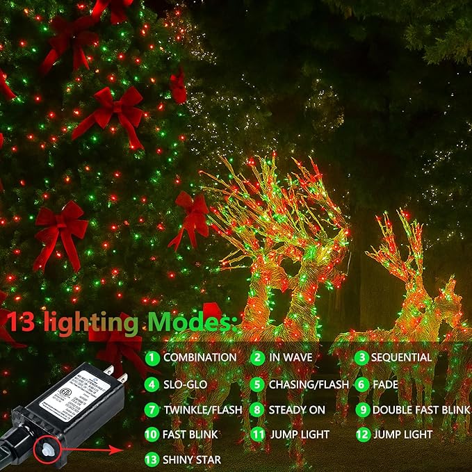 Upgraded Connectable 200 LED Christmas String Lights Outdoor Indoor, 66FT Red - Image 3