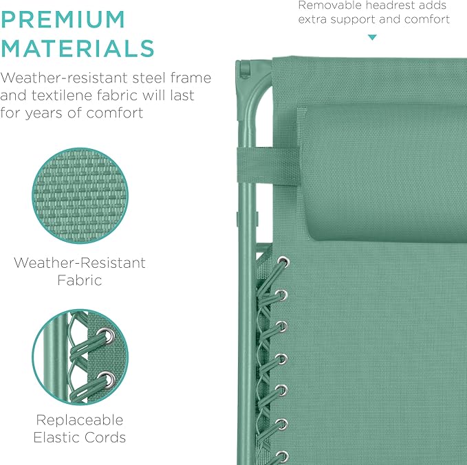 Best Choice Products Folding Zero Gravity Outdoor Recliner Patio Lounge Chair - Image 5