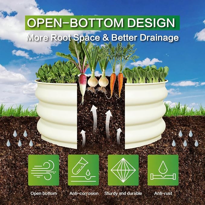 GARDMAX 2 Pack 2x2x1FT Galvanized Round Raised Garden Bed Kit, Metal Planter - Image 2