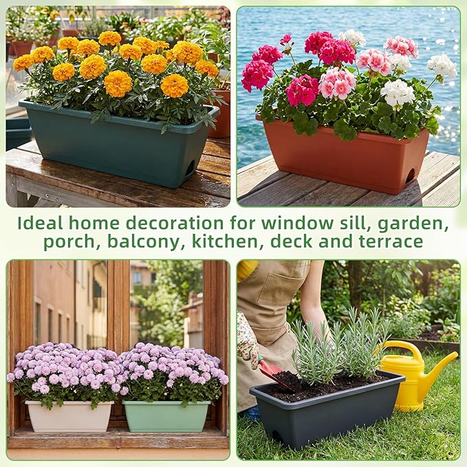 12 Pack Window Box Planter 17 Inches Rectangular Vegetable Flower Planters - Image 7