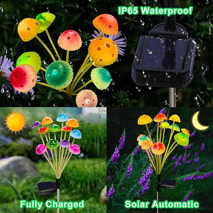 Kohlrabi Solar Garden Lights, 6 Pack Solar Mushroom Lights Outdoor, Upgraded - Image 3