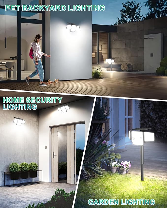 Solar Outdoor Lights with Stakes, 2500LM 180° PIR Motion Sensor, 360° Wide - Image 8