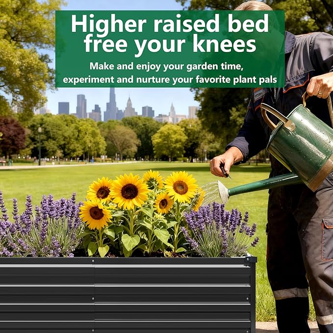 2 Pack 6x3x1FT Galvanized Raised Garden Beds Kit Outdoor Metal Gardening - Image 6