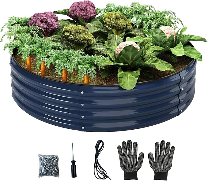 Galvanized Metal Planter Round Raised Garden Bed Kit - Image 2