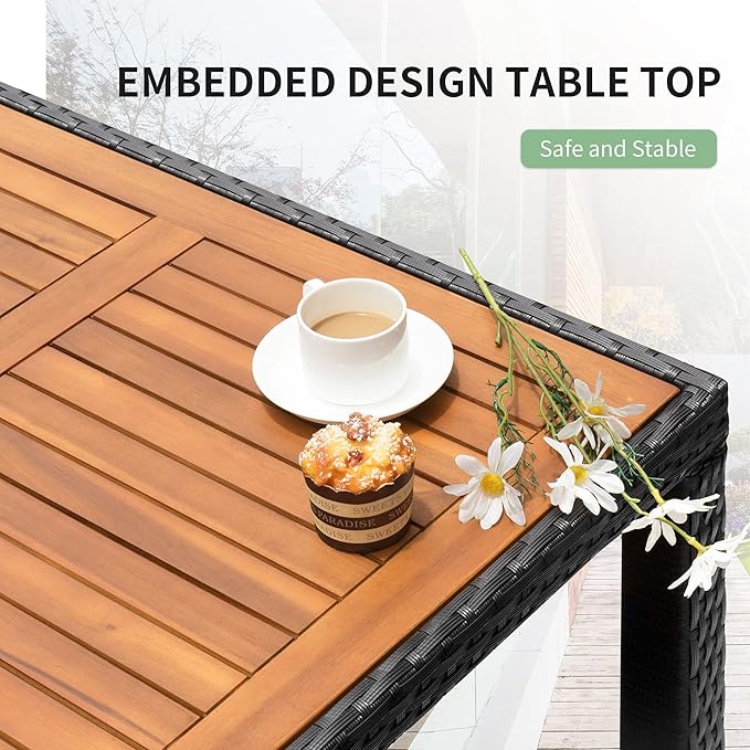 Flamaker 5 Piece Patio Dining Set Outdoor Acacia Wood Table and Chairs - Image 3