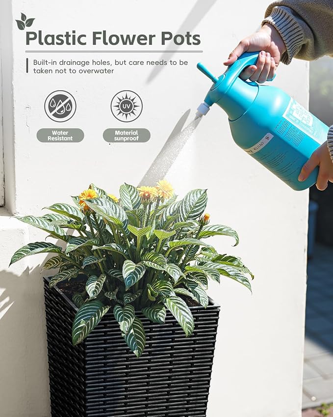 Greesum 24 Inch Tall Plastic Planters, Detachable Inner Pot & Drainage Holes - Image 3