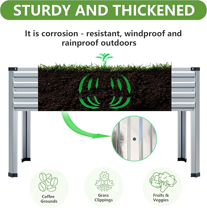 2PCS 48×24×30in Galvanized Raised Garden Bed, Metal Elevated Planter Box - Image 2