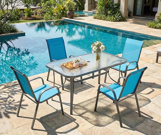 MAMIZO Patio Dining Chairs, Stackable All Weather Teslin Chair, Heavy Duty - Image 9
