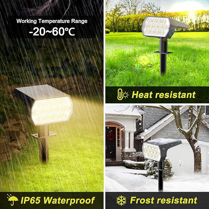 Solar Spot Lights Outdoor Waterproof IP65, 2-in-1 Solar Landscaping Spotlights - Image 6