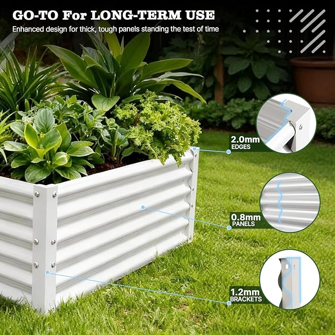 A ANLEOLIFE Set of 8, 18 Inch Tall Antique White Raised Garden Beds Kit - Image 4