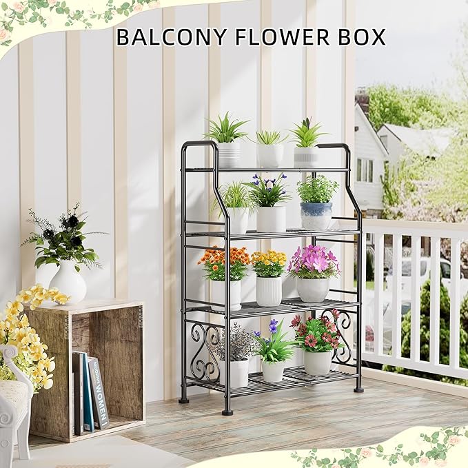 GIOTORENT Plant Stand Outdoor Indoor 4 Tier Metal Waterproof - Image 5