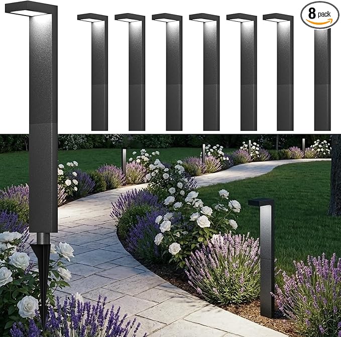 Low Voltage Landscape Lights, 8 Pack Outdoor LED Pathway Light, Wired Path by Lawyettle