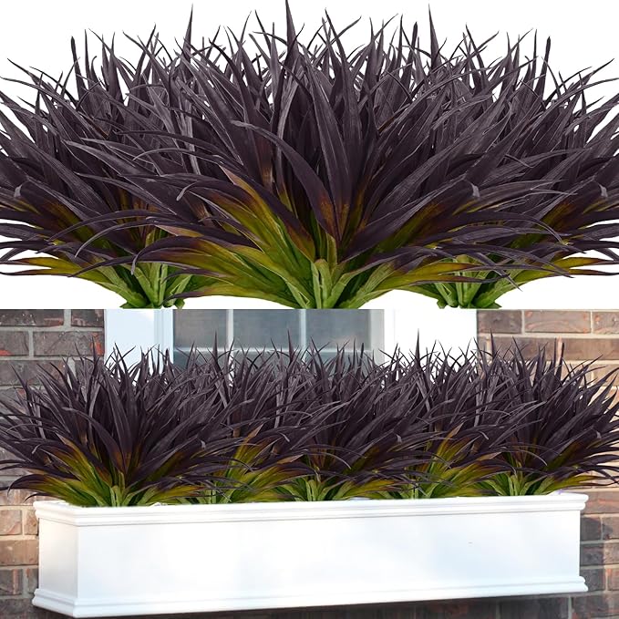 16Pcs Artificial Grass Fake Grass Plants 17.3in Outdoor Plants UV Resistant by Phliofd