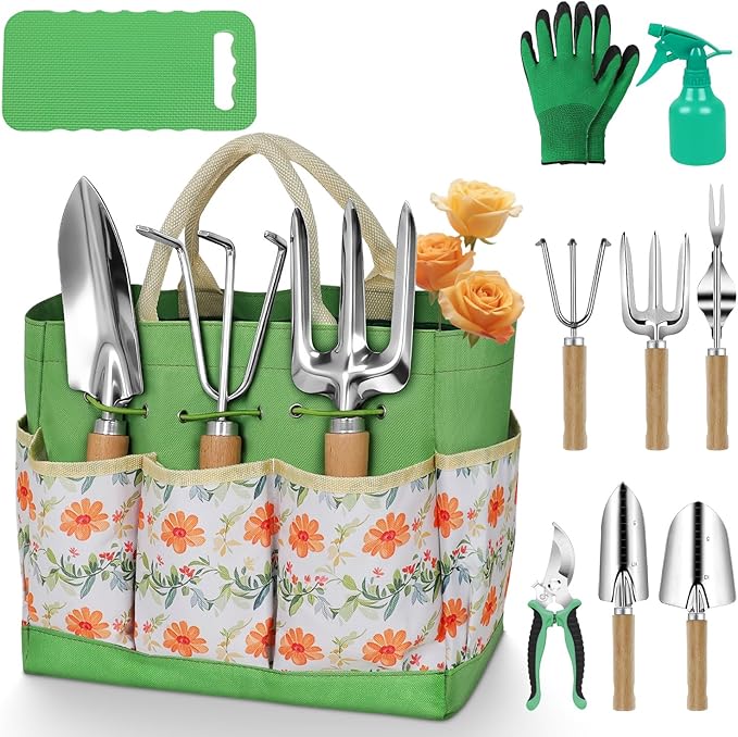 Gardening Tools 10-Piece Heavy Duty Stainless Steel Hand Tools by HoHaing