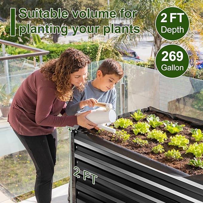 EDOSTORY Metal Raised Bed Garden Bed Kit, Large Metal Raised Garden Beds - Image 2